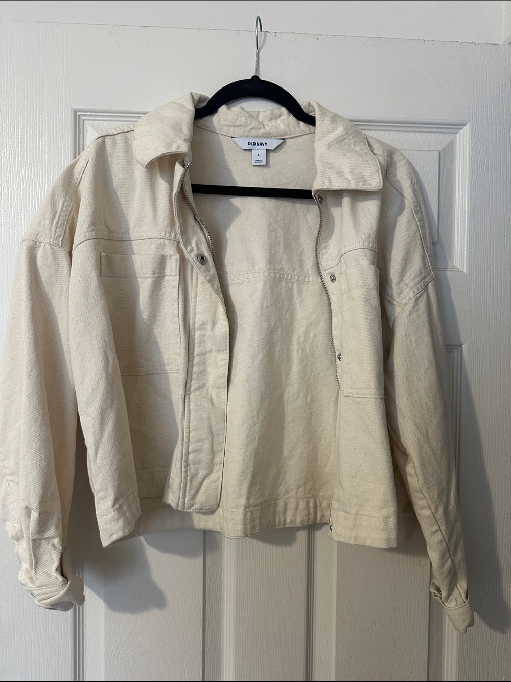 Old Navy Cream Oversized Denim Jacket